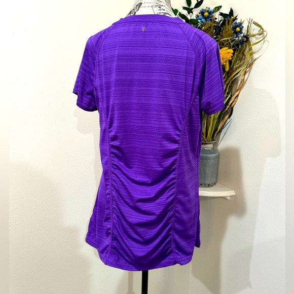 Xersion Activewear Vibrant Purple Relaxed Ribbed Short Sleeve Tee size Large - Picture 3 of 8